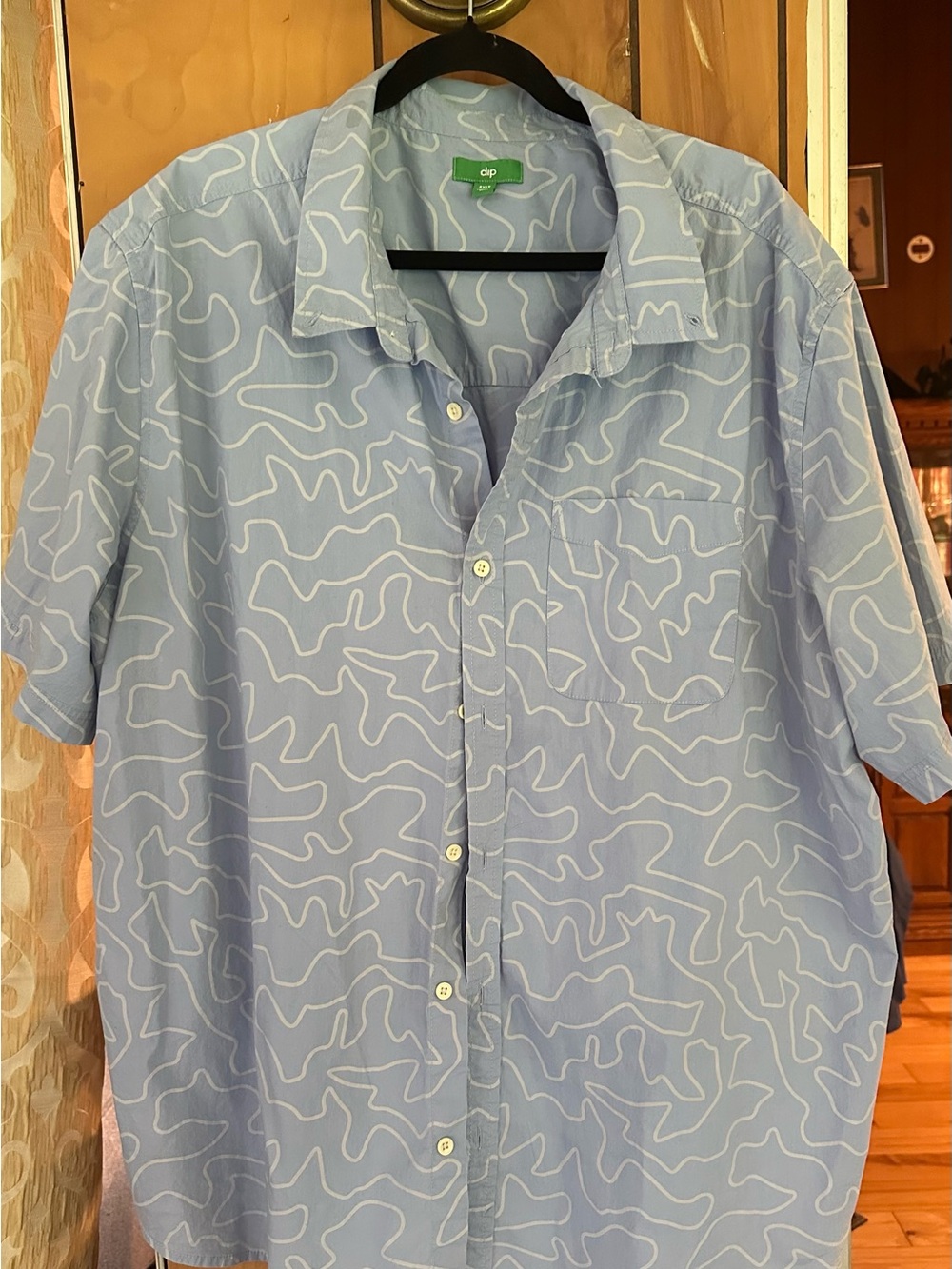 Dip Light Blue Short-Sleeve Printed Men's Shirt 3XLT